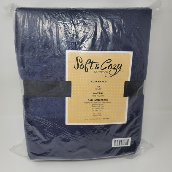 Soft & Cozy Company Other - Soft & Cozy Company Lightweight Plush Blanket 90x90 Navy Blue Soft Cozy Bedding‎